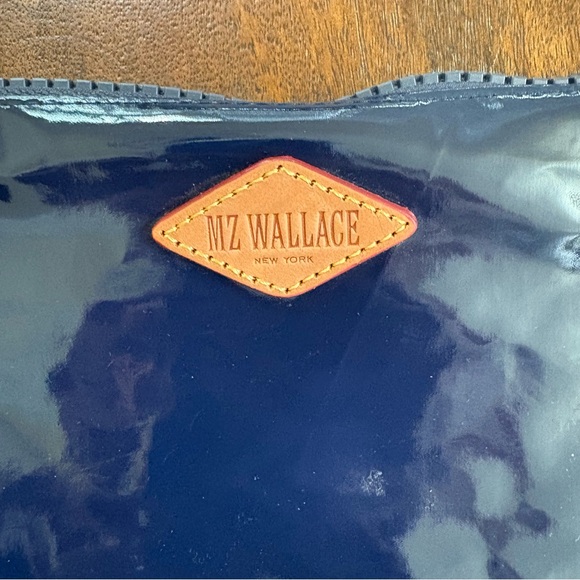 MZ WALLACE Zipper Pouch Cosmetic Makeup Bag Nylon Shiny Navy 7.5”x12” - Picture 4 of 7